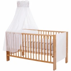 Babybay ® Dosel De Cuna Piqué Con Cinta Estampado Estrella Gris Perla Estrellas Blanco