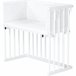 Dream Good Cuna Colecho De Haya Lacado En Blanco | Colchón Prime Air | Nido, Estrella Blanca Mezcla De Gris Claro/gris Plata