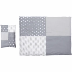 Ullenboom Conjunto De Ropa De Cama Para Niños Estrellas Gris 135 X 100 Cm + 40 X 60 Cm