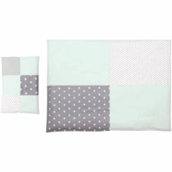 Ullenboom Conjunto De Ropa De Cama Para Niños Menta Gris 135 X 100 Cm + 40 X 60 Cm