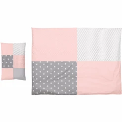 Ullenboom Conjunto De Ropa De Cama Para Niños Rosa Gris 135 X 100 Cm + 40 X 60 Cm