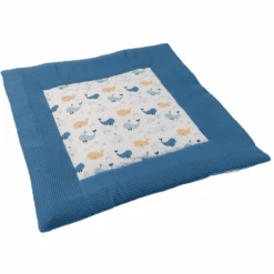 Ullenboom Manta De Arrastre Waffle Pique Motivo Ballenas Azules 100x100 Cm