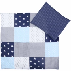 Ullenboom Set De Ropa De Cama Azul Gris Claro 80 X 80 Cm + 35 X 40 Cm